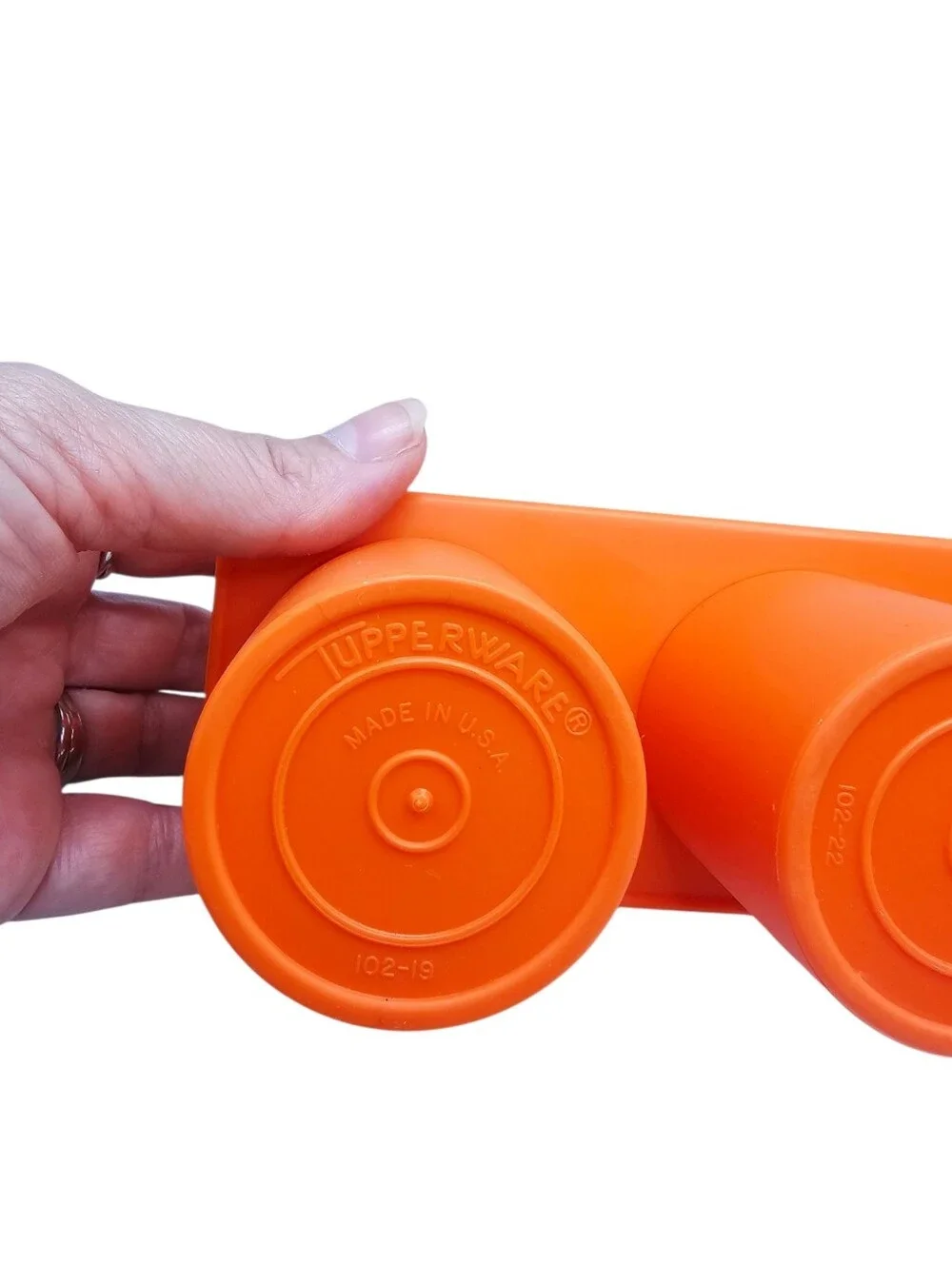 Vintage Tupperware Orange Spice Shakers #102 With Wall Mount Retro Kitchen